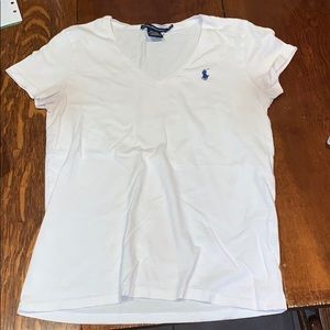 Short sleeve white v-neck